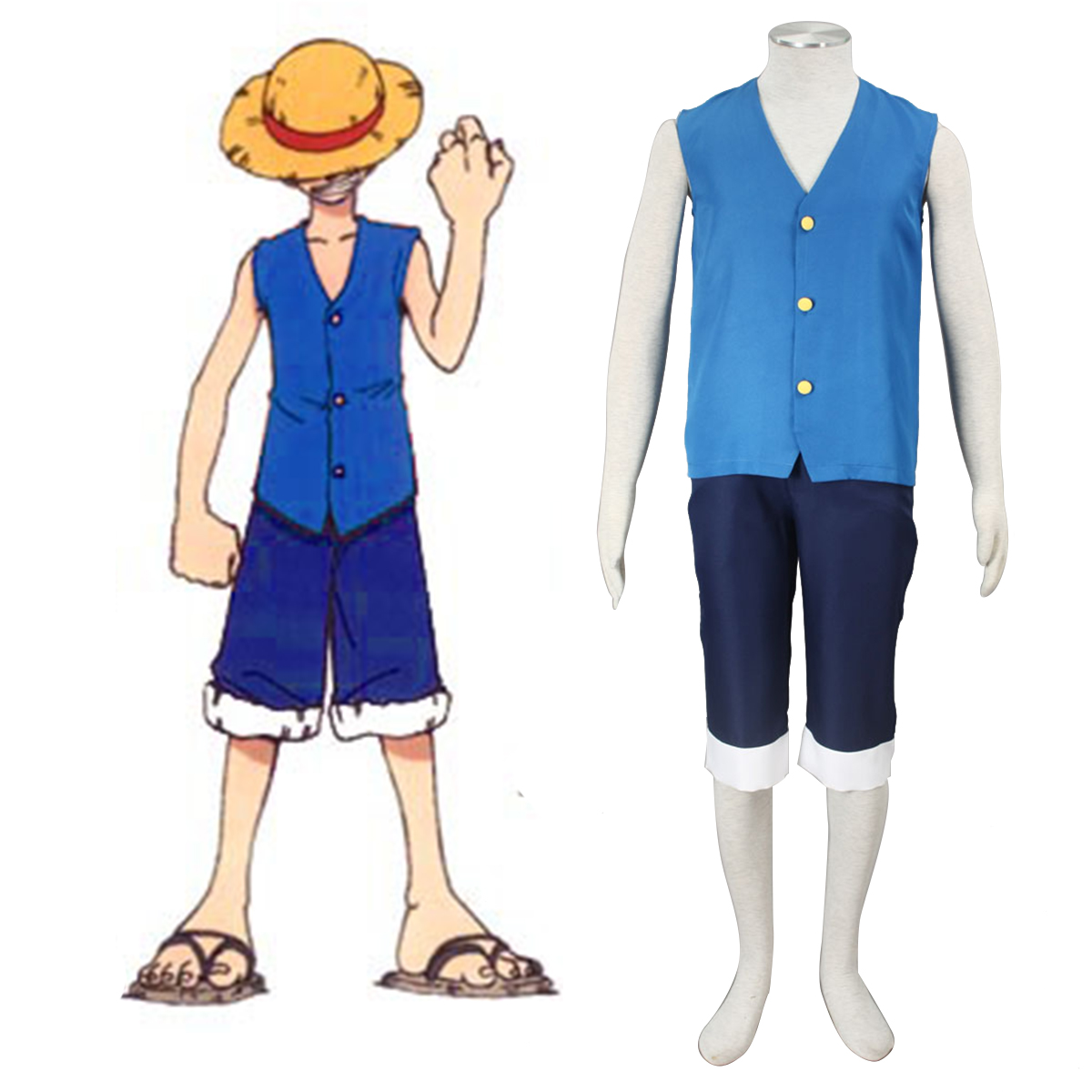 One Piece Monkey D. Luffy 2 Blå Cosplay Kostymer Online Butikken