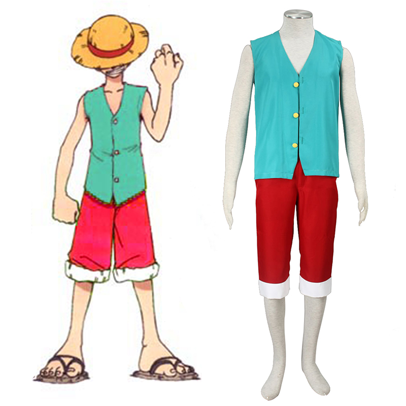 One Piece Monkey D. Luffy 3 Green Cosplay Kostymer Online Butikken