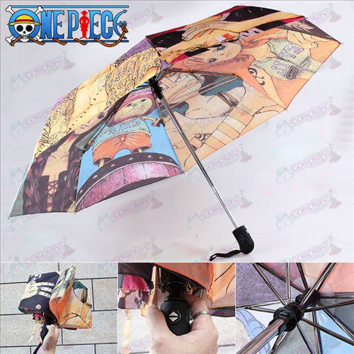 One Piece Tilbehør karakter farge fold automatisk paraply