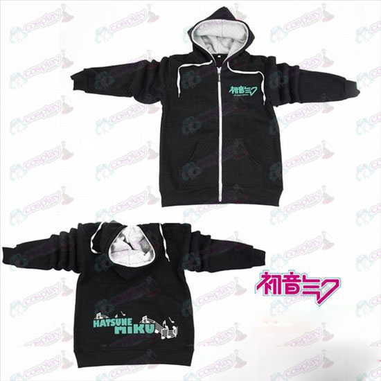 Hatsune Miku Tilbehør logo glidelås genser hettegenser svart