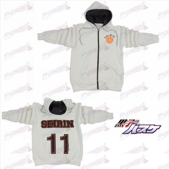 Kuroko Basketball Tilbehør11 tall logo glidelås hettegenser genser hvit