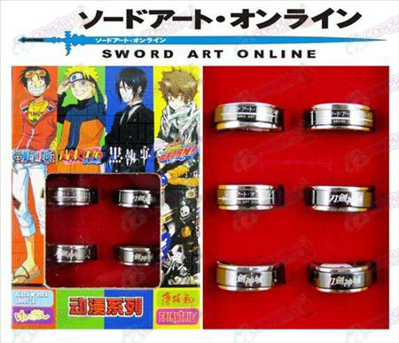 Sword Art Online Tilbehør sort stål roterende ring (6 / sett)