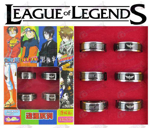 League of Legends Tilbehør sort stål roterende ring (6 / sett)