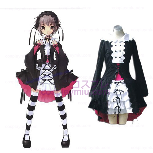 Haruhi Suzumiya Nagato Yuki Svart Maid Cosplay Lolita cosplay kostyme