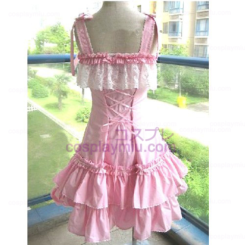 Pink Lace Princess Dress Lolita Cosplay Kostymer