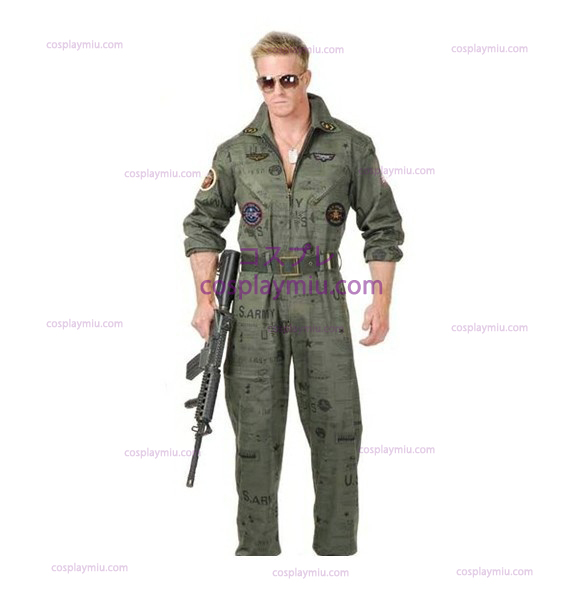 Top Gun Air Force Army Flight Suit Halloween Kostymer