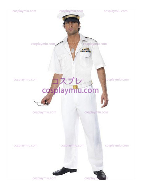 Mens Top Gun Captain Airforce Fancy Dress Kostymer