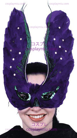 Mask Feather Purpl Med Sequin