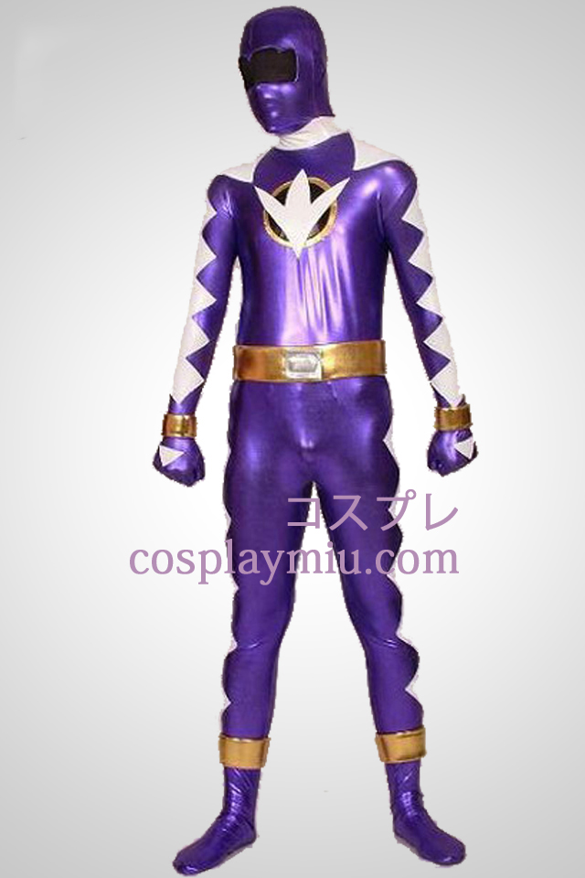 Dino Thunder Purple Ranger Lycra Og skinnende metallisk Zentai Suit
