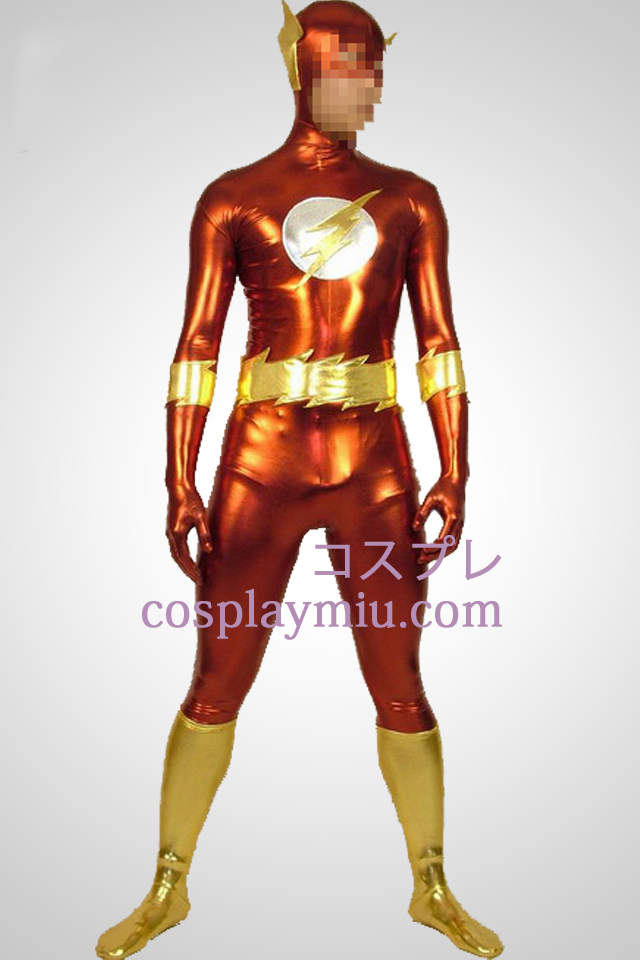 Thunderman skinnende metallisk Superhero Zentai Suit