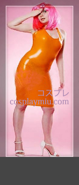 Orange ermer Kvinne Latex Dress