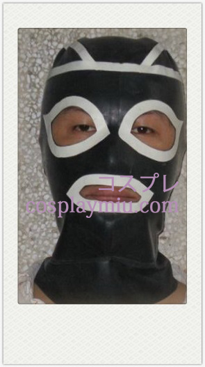 Black and White Female Cosplay Latex maske med åpne øyne og munn