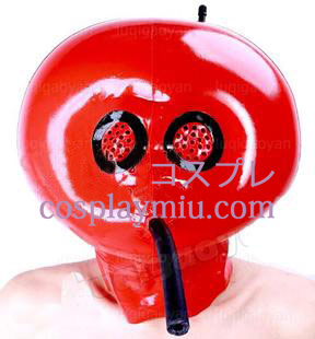 Red Oppblåsbar Latex Maske med Mesh og Air Tube