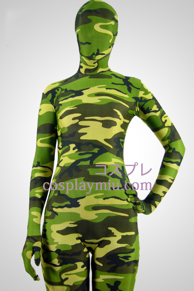 Grønn Camouflage Partten Spandex Zentai Suit