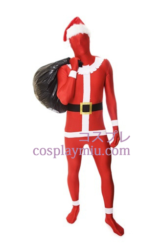 Rød Hvit Julenissen Lycra Zentai Suit