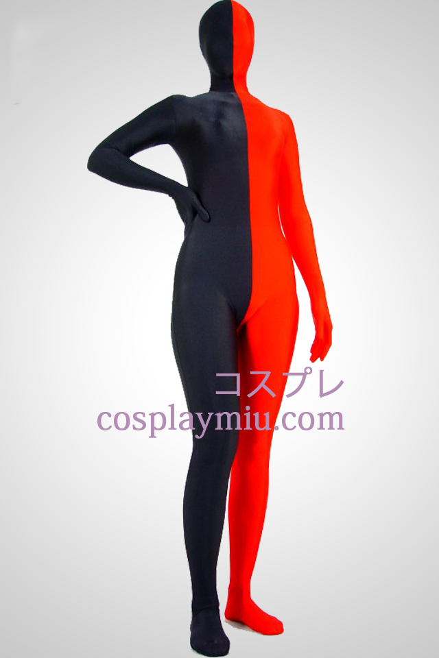 Rød og svart Lycra Spandex Unisex Zentai Suit