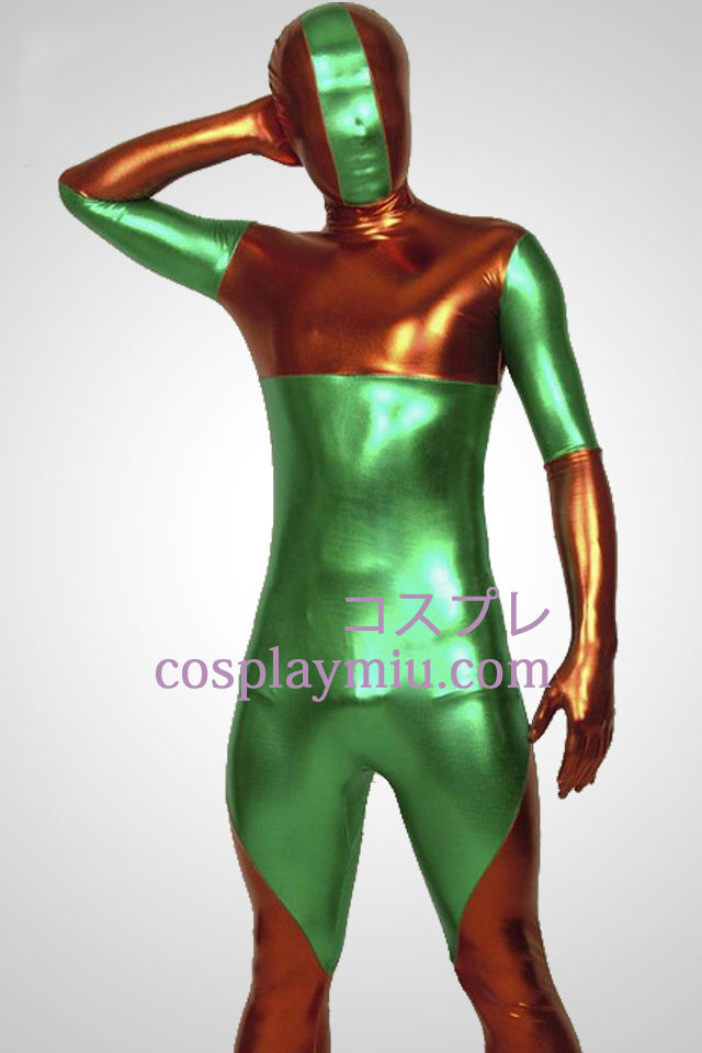 Rød og grønn Lycra skinnende metallisk Zentai Suit