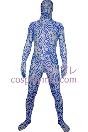 Blå Hvit Zentai Digital Lycra Zentai Suit