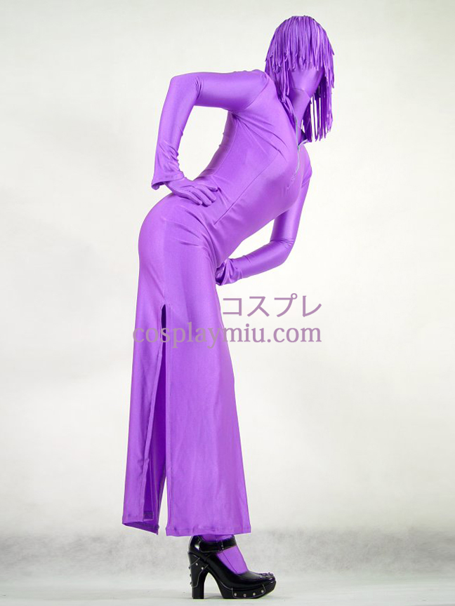 Purple Lycra Spandex Kvinne Zentai Med skjørt stil