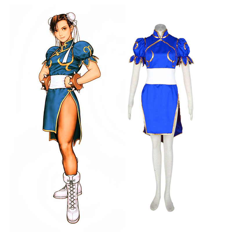Street Fighter Chun-Li 1 Blå Cosplay Kostymer Online Butikken