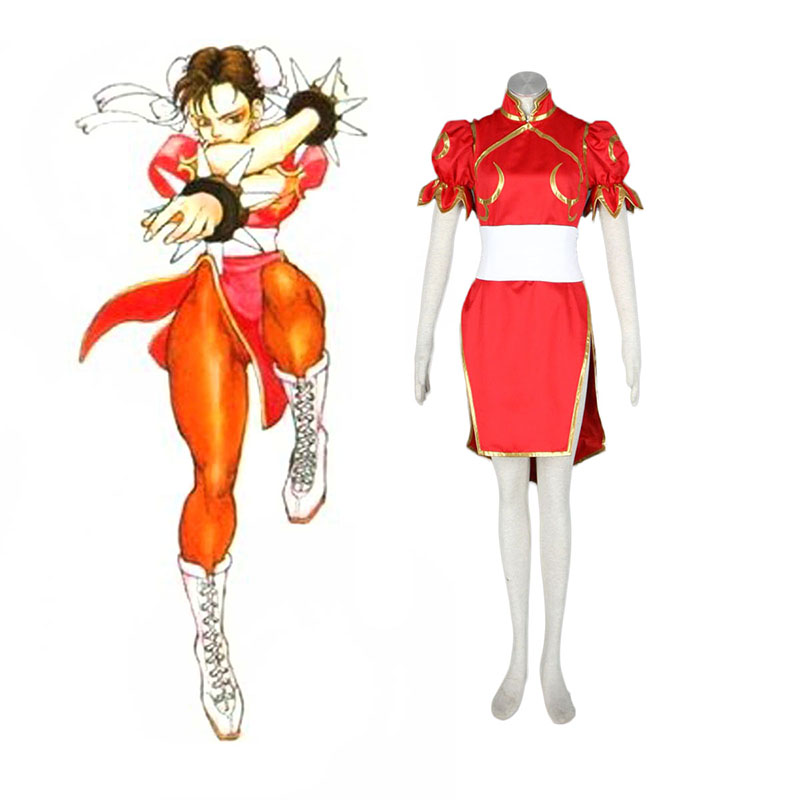 Street Fighter Chun-Li 4 Rød Cosplay Kostymer Online Butikken