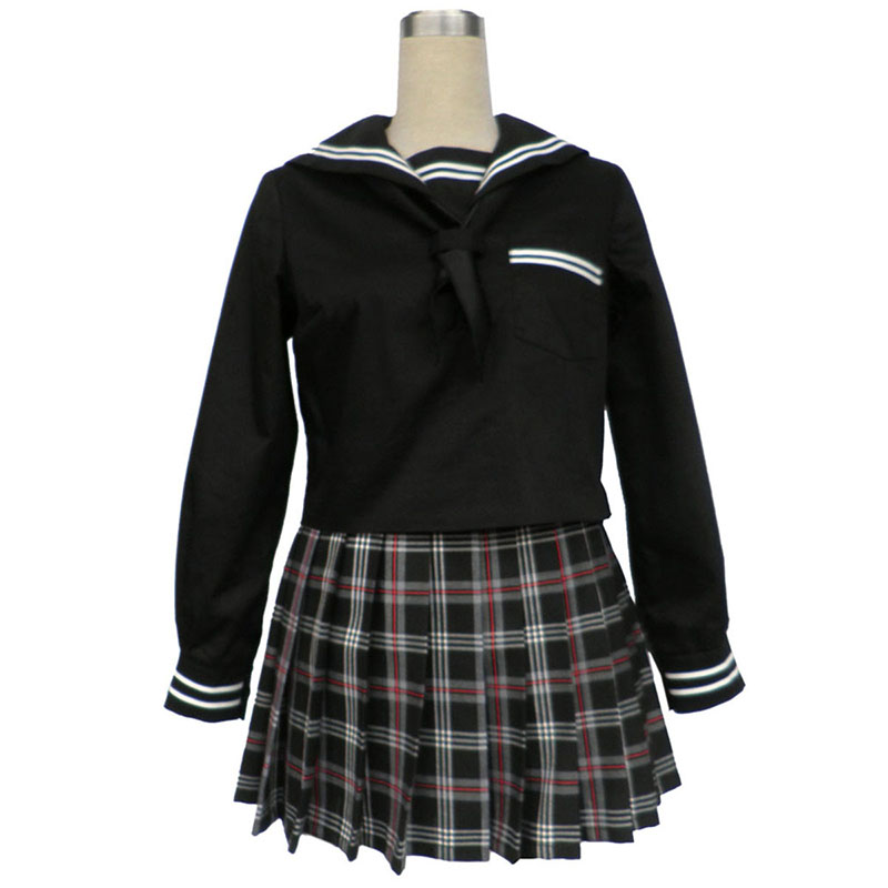 Sailor Uniform 7 Rød Svart Grid Cosplay Kostymer Online Butikken