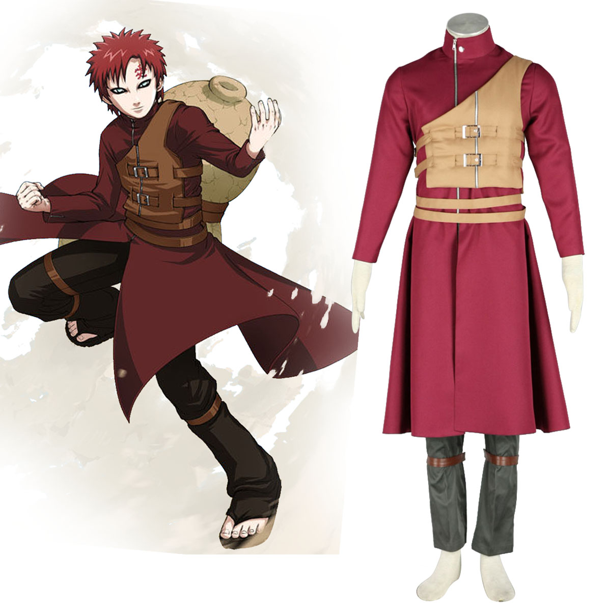 Naruto Shippuden Gaara 6 Cosplay Kostymer Online Butikken