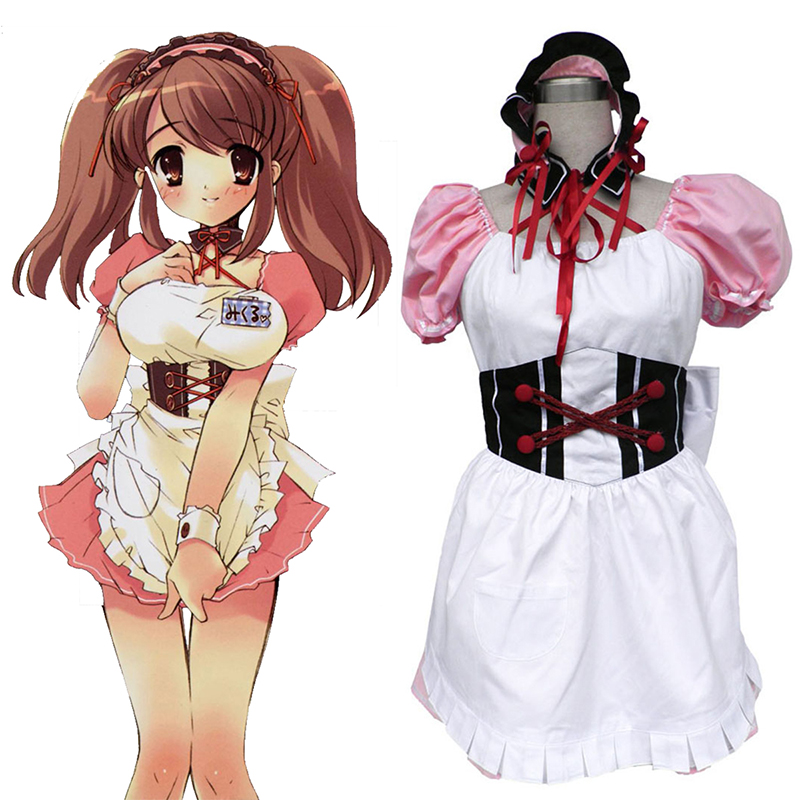 Haruhi Suzumiya Asahina Mikuru 1 Maid Cosplay Kostymer Online Butikken