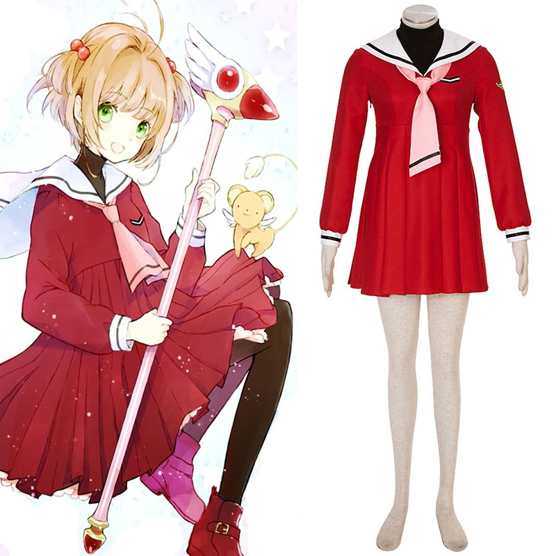 Cardcaptor Sakura Kinomoto Sakura 4 Rød Sailor Cosplay Kostymer Online Butikken