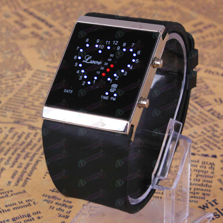 Detective Conan Tilbehør logo svart kjærlighet LED Watch