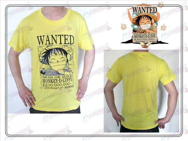 One Piece Tilbehør Ruffy Wanted T-shirt (gul)