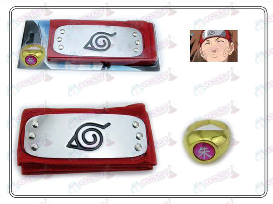 Naruto Konoha rødt pannebånd + Fem Zhu Zi Ring