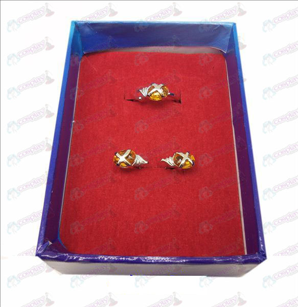 D Shakugan no Shana gemstone ring + øredobber (liten ring orange)
