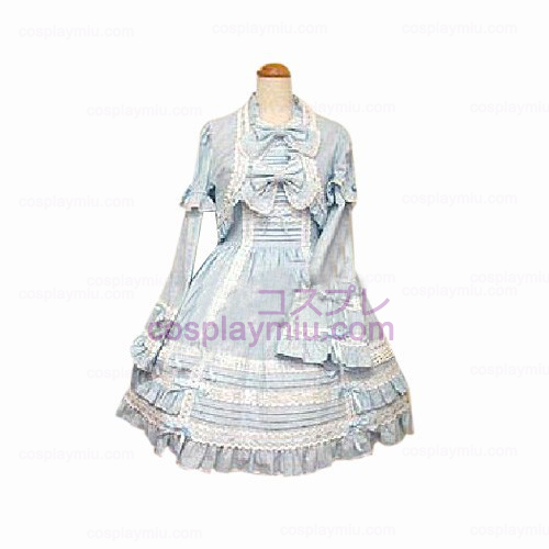 Blå Cute 2-delt kjole langermet kjole Lolita Cosplay Kostymer