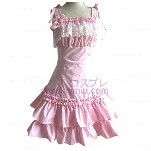 Pink Lace Princess Dress Lolita Cosplay Kostymer