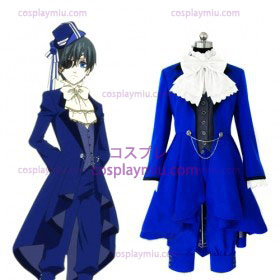 Kuroshitsuji Ciel Phantomhive Cartoon Blå Lolita Cosplay Kostymer