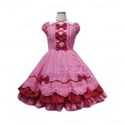 Peach Bow Princess Dress Lolita Cosplay Kostymer