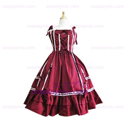 Bow Dekor Heklet Lace Trimmet Lolita Cosplay Dress