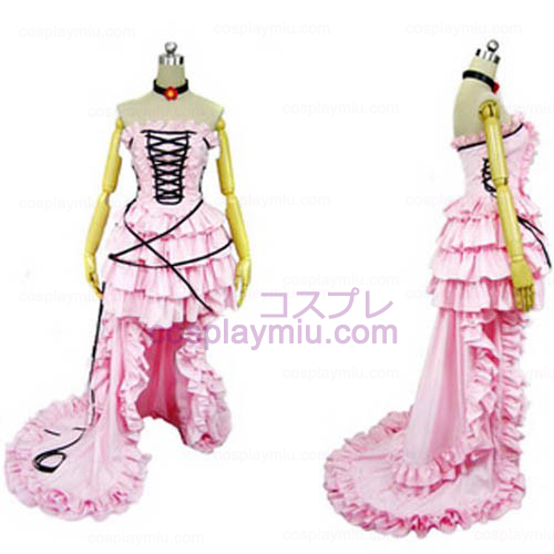 Chobits Chii Pink Dress Lolita Cosplay Kostymer
