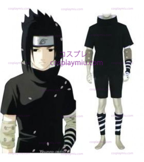 Naruto Uchiha Sasuke Cosplay kostyme - Svart Cape