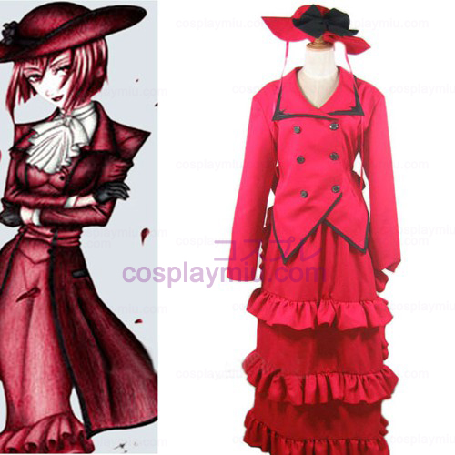 Svart Butler Madam Red Angelina Dalles Halloween Cosplay Kostymer