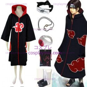 Naruto Akatsuki Itachi Uchiha Deluxe Cosplay Kostymer og tilbehør Set