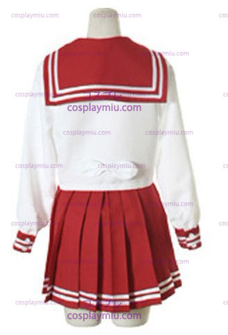 Halloween hvite og røde lange ermer Sailor Skoleuniform