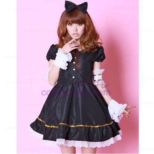 Svart SD Doll Anime Cosplay Maid Outfit / Maid Kostymer