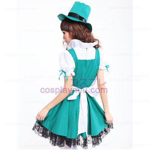 Hvitt forkle og grønn skjørt Anime Lolita Maid Kostymer