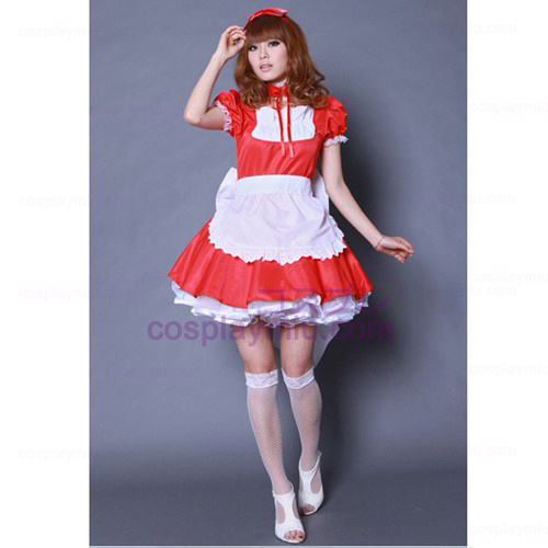 Røde bowknot Lolita Maid Outfit / Cosplay Maid Kostymer