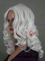 20 "Hvit Curly Midpart Cosplay Wig