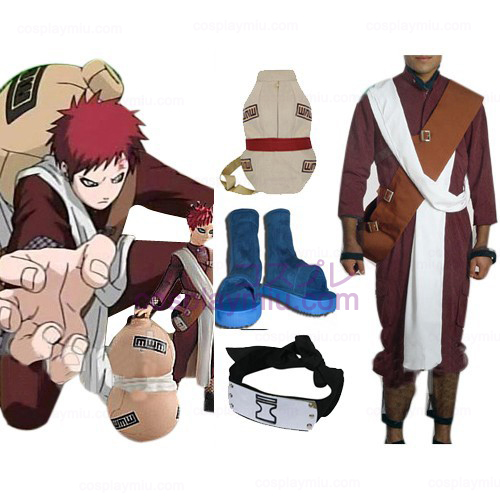 Naruto Shippuden Gaara Red Cosplay Kostymer og tilbehør Set