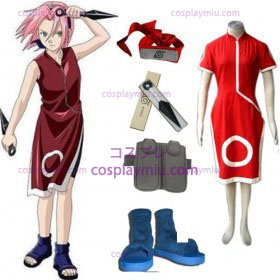 Naruto Sakura Haruno Cosplay Kostymer og tilbehør Set
