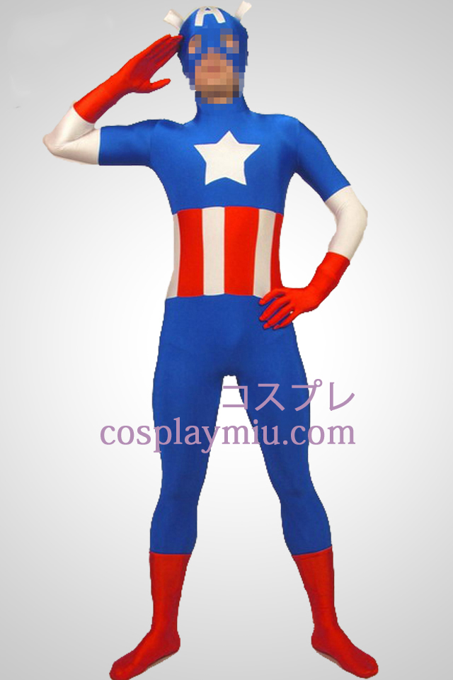 Capitain amerikanske Lycra Spandex Superhero Zentai Suit